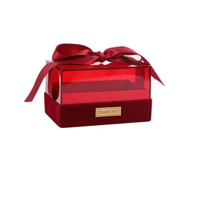 Papier Geschenkverpackung mit Band Custom Acrylic Cover Deckel Transparente Schokoladenbox