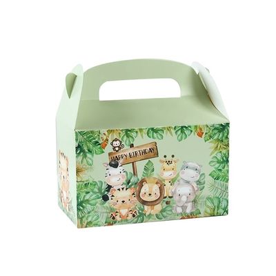 Custom Animal Print Handgriff Papierbox für Kinder Dschungel Thema Geburtstag und Baby Dusche