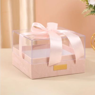 Papier Geschenkverpackung mit Band Custom Acrylic Cover Deckel Transparente Schokoladenbox