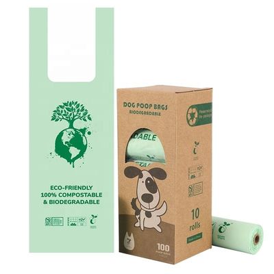 Personalisiertes Logo Biologisch abbaubare Maisstärke PBAT PLA-Tasche für Haustierkot in der Ausstellungshalle