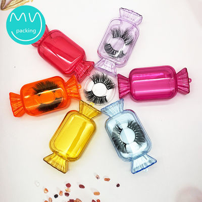 Benutzerdefiniertes Logo Süßigkeiten Themen Lash Boxen für Mink Lashes Leere private Etikette Klares Acryl