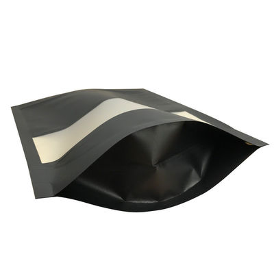 Custom Logo Schwarzer Kunststoff-Polybag Lebensmittelverpackung mit Fenster-Gravure Druckgröße Optional