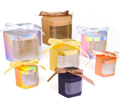 Maßgeschneiderte weiße Kartonkuchenbox mit Fenster 4 und 6-Loch-Cupcake-Verpackungsbox
