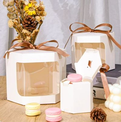Maßgeschneiderte weiße Kartonkuchenbox mit Fenster 4 und 6-Loch-Cupcake-Verpackungsbox