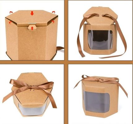 Maßgeschneiderte weiße Kartonkuchenbox mit Fenster 4 und 6-Loch-Cupcake-Verpackungsbox