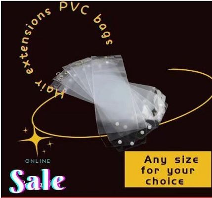 Transparente PVC-Tasche für Haarverlängerungen Kunststoffverpackung mit Logo für Kosmetik