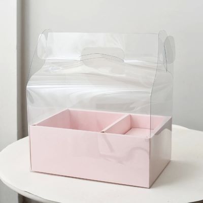 DIY Transparente Blumenkuchenboxen PVC Hochzeit Weihnachten Geburtstagsgeschenkverpackung mit Griff