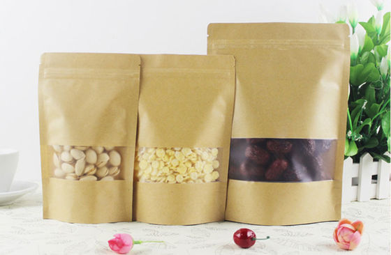 Lebensmittelverpackung Bäckerei Kraftpapiertüte mit Fenster-Anpassung und umweltfreundlich