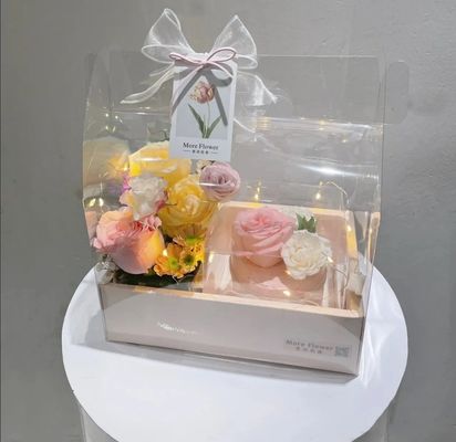 DIY Transparente Blumenkuchenboxen PVC Hochzeit Weihnachten Geburtstagsgeschenkverpackung mit Griff