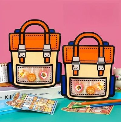 Anpassbar und Spaß Transparente Zeichentrickfilm Wiederverwendbar Rucksack geformte Reißverschluss Kunststoff Geschenk Tasche