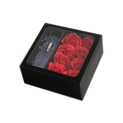 Verpackung Geschenk Blumenbox mit Griff kundenspezifisches Quadrat Design PVC transparentes Fenster