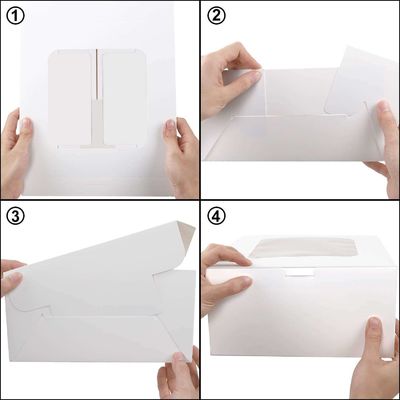Weißpapier-Bäckerei-Box mit Fenster quadratisch Karton Einwegkuchenbox