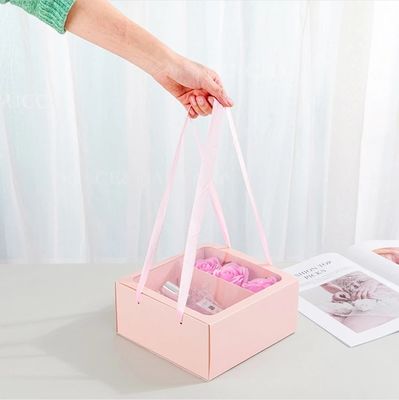 Verpackung Geschenk Blumenbox mit Griff kundenspezifisches Quadrat Design PVC transparentes Fenster
