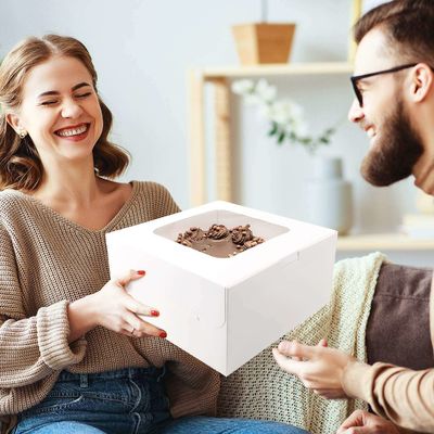 Weißpapier-Bäckerei-Box mit Fenster quadratisch Karton Einwegkuchenbox