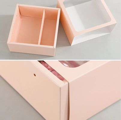 Verpackung Geschenk Blumenbox mit Griff kundenspezifisches Quadrat Design PVC transparentes Fenster
