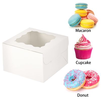 Kleine Leckereien Weiße Bäckerei-Cookie-Boxen mit Fenster 4x4x2,5 Zoll kundenspezifische Verpackung
