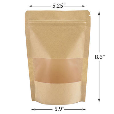 Bequeme braune Kraftpapier-Stand-up-Tasche mit Reißverschluss für einfache Handhabung und Lagerung