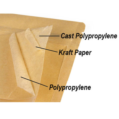 Bequeme braune Kraftpapier-Stand-up-Tasche mit Reißverschluss für einfache Handhabung und Lagerung