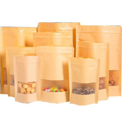 Zipper Top Kraftpapier-Lebensmittelverpackungstasche mit selbsttragendem Design und PE-Material