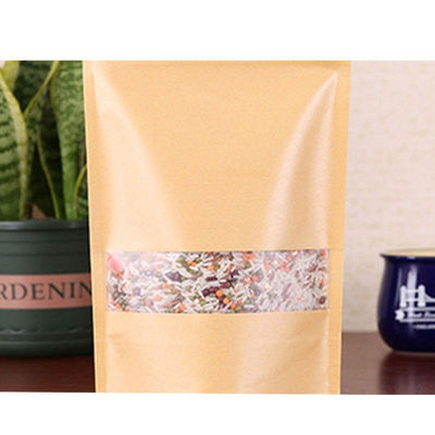 Zipper Top Kraftpapier-Lebensmittelverpackungstasche mit selbsttragendem Design und PE-Material