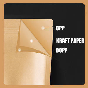 Kraftpapierbeutel mit wieder verschließbarem Verschluss, Versiegelungsverschluss, Reißverschluss und Stand-up-Design-Transparentfenster