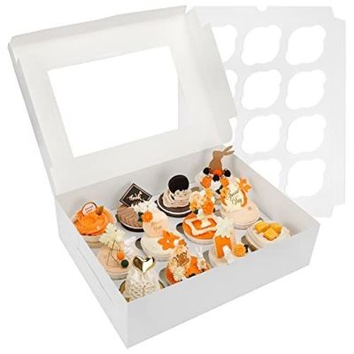 12x12x12 Kraftpapier Custom Cupcake Verpackung Kuchen mit klarem Fenster