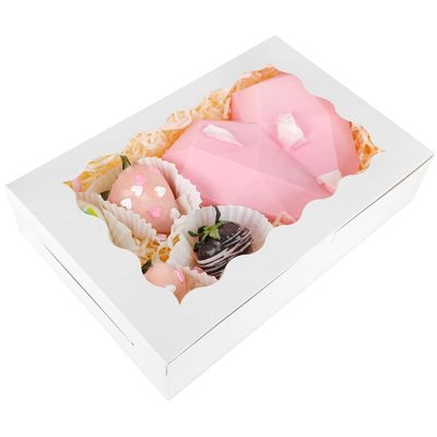 Weiß 12 x 12 x 12 Kekse Gebäck Verpackung Desserts Kuchen Donut Box mit klarem Fenster