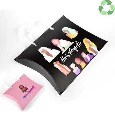 Papiertüten für Haarverlängerung Verpackung Kraft Kissenbox mit Handlänge Griff