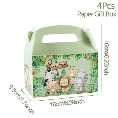 Custom Animal Print Handgriff Papierbox für Kinder Dschungel Thema Geburtstag und Baby Dusche