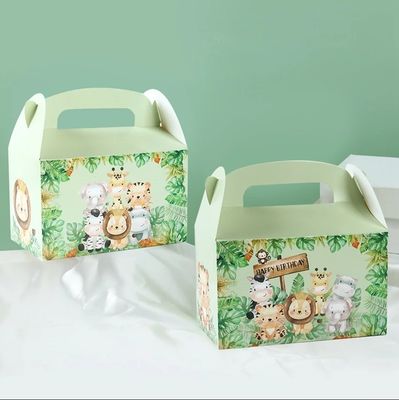 Custom Animal Print Handgriff Papierbox für Kinder Dschungel Thema Geburtstag und Baby Dusche