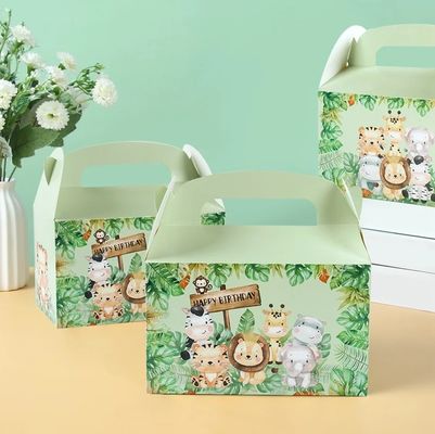 Custom Animal Print Handgriff Papierbox für Kinder Dschungel Thema Geburtstag und Baby Dusche