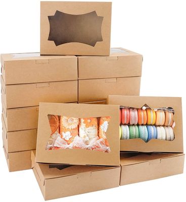 Durchsichtige Bento Donut Cake Gebäck Cookie Cupcake Box mit klarem Fenster Kraftpapier