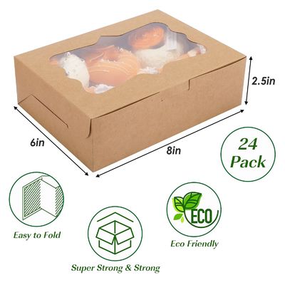 Durchsichtige Bento Donut Cake Gebäck Cookie Cupcake Box mit klarem Fenster Kraftpapier