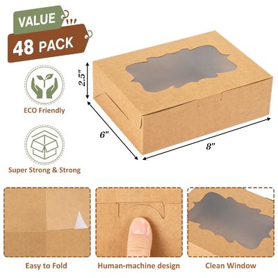 Durchsichtige Bento Donut Cake Gebäck Cookie Cupcake Box mit klarem Fenster Kraftpapier