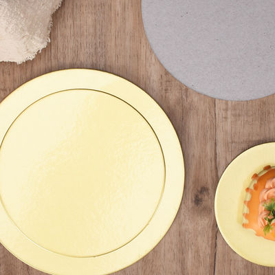 Goldene Kuchenplatten Karton Lebensmittel Getränke Glatte Kuchen Trommel Runde Form für Kuchenladen