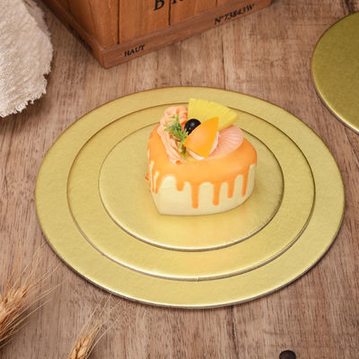 Goldene Kuchenplatten Karton Lebensmittel Getränke Glatte Kuchen Trommel Runde Form für Kuchenladen