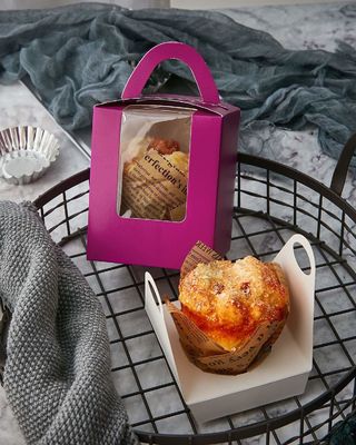 2.5 Zoll groß, benutzerdefiniertes Logo, transparente Plastikkuchenkuchenbox mit Fenster-Einfügung und Griff