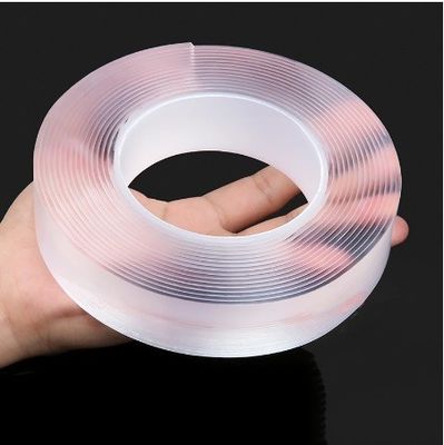 Waschbares Nano-Doppelseitiges Band für Haken/Küche/Badezimmer 1 mm/2 mm x 50 mm Transparent